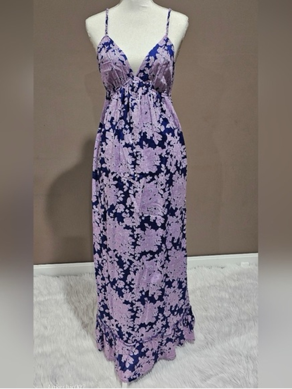 Old Navy Lavender Floral Spaghetti-Strap Maxi Dress Vintage Y2K